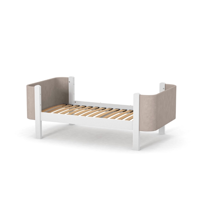 Pat copii din lemn masiv de fag și pal 160×80 cm, Nancy cappuccino (1)